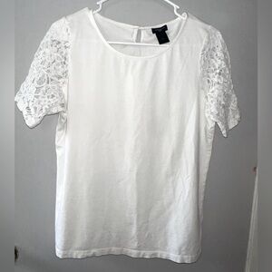 Ann Taylor White Lace Womens Shirt